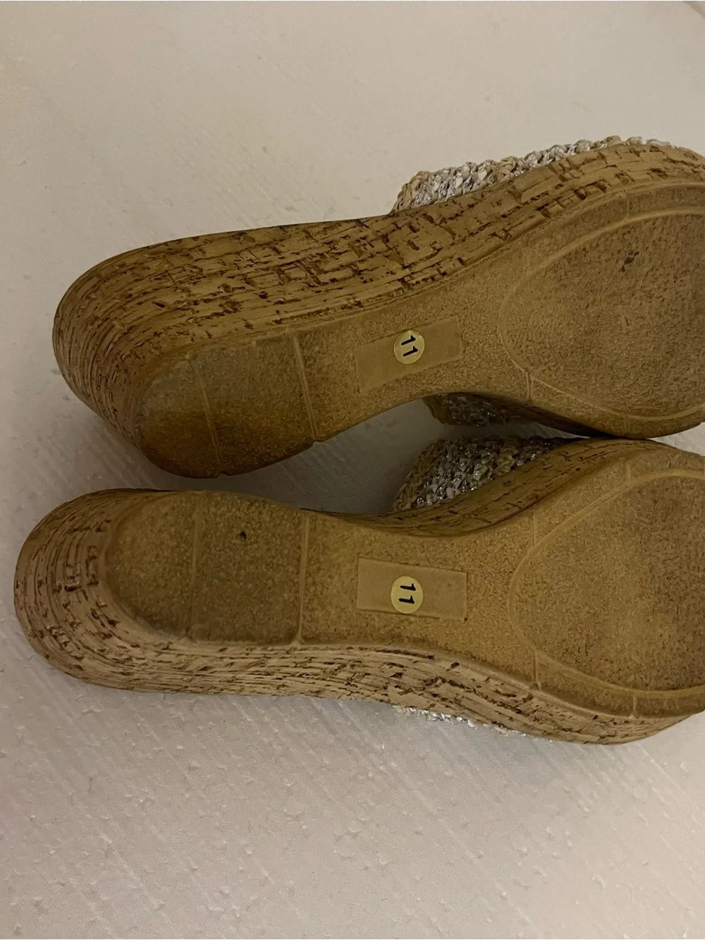 Onex Claire Natural, White and Silver Strand Weave Wedge Sandal Made in Italy 11